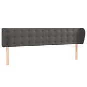 Vidaxl Vzglavje z ušesi temno sivo 163x23x78/88 cm žamet