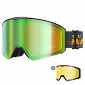 Outdoor master Smučarska Očala Falcon Cylindrical Zeiss VLT 18% + Polarizirana rumena leča 91%, Black frame, Green/Pink Lens