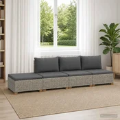 4 kos Ratan lounge set s blazinami GENDT Naravni rattan