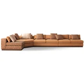 Casa Padrino luxury corner sofa light brown/brown/dark brown 450 x 225 x H. 73 cm - Living room sofa - Living room furniture - Luxury furniture - Luxury living room furnishings