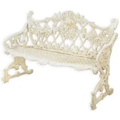 Casa Padrino baroque garden bench cream white 117 x H. 81.5 cm - Magnificent cast iron garden bench - Cast iron garden furniture - Baroque garden furniture - Garden furniture in baroque style