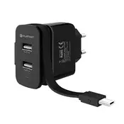 PLATINET zidni punjač, 2x USB, s Micro USB kabelom PLCURMC