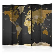 artgeist Paravan World Map, 5-Delni, Enostranski
