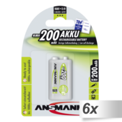 6x1 Ansmann maxE NiMH bat. 9V-Block 200 mAh 5035342