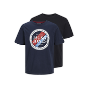 JACK & JONES Majica LOYD & LOOF, modra, črna