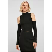 Womens ribbed knit with cut-out sleeves with long sleeves black