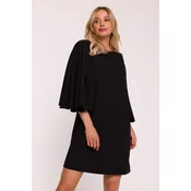 Stylove Womans Dress with batwing sleeves - black