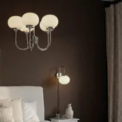 PR Home Visoka svetilka Elsy, bela/krom, 5-žarilna, 36 cm, steklo, vtič - Dnevna soba/jedilnica - Skandinavski - bela, krom