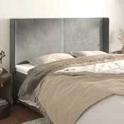 Vidaxl vidaXL Vzglavje s krilci svetlo sivo 183x16x118/128 cm žamet