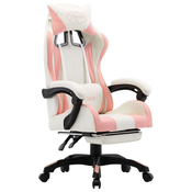 Igraca stolica od umjetne kože s osloncem za noge rozo-bijela