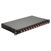 Equip Equip razdelilna omarica za optična vlakna 12-portna, LC Duplex, OM4, 1U, črna