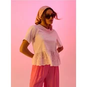 Sinsay - Pamučna bluza s čipkastim detaljima - belo
