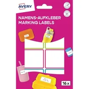 Avery Zweckform etikete za označevanje šolskih potrebščin in drugih predmetov, NAME16C, ročno pisanje s permanentnim markerjem, primerno za pomivanje v pomivalnih strojih, 33 x 46 mm, 16 etiket/zavitek