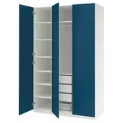 PAX/FYRUDDEN Garderobni sestav, bela/modra, 150x60x236 cm