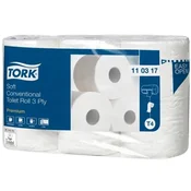 Toaletni papir, sistem T4, 3-slojni, premer: 12 cm, Premium, TORK Soft, bel, 6 rolic