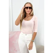 Blouse with round neckline powder pink