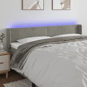 Vidaxl vidaXL Vzglavje postelje z LED svetlo sivo 183x16x78/88 cm žamet