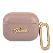 Guess Guess GUAPSASMP ovitek za AirPods Pro roza Saffiano Script Metal Collection