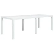 Vidaxl Vrtna miza iz plastike 220x90x72 cm bela videz ratana