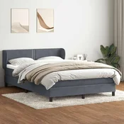 vidaXL Box spring posteljni z vzmetnico temno siv 160x210 cm žamet