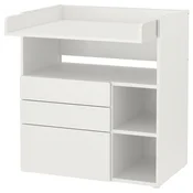 SMASTAD Previjalna miza, bela bela/s 3 predali, 90x79x100 cm