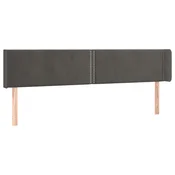 Vidaxl Vzglavje z ušesi temno sivo 203x16x78/88 cm žamet