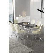 Hanah Home trpezarijski set Epal, sto i 6 stolica, ploca u dekoru Sonata, hromirane noge, krem tkanina Babyface