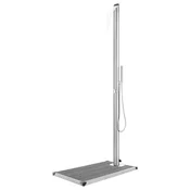 shumee vidaXL Vrtni tuš s sivim podstavkom 225 cm nerjaveče jeklo