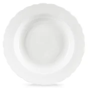 Northix Globoka porcelanasta skleda z valovitimi robovi, bela, za juhe, primerna za pomivalni stroj