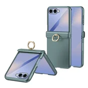 GS Ovitek za Samsung Galaxy Z Flip 8, obroč, stojalo, s steklom za zunanji zaslon, zelen
