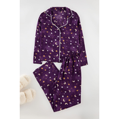 Trendyol Purple Galaxy Patterned Viscose Woven Pajama Set