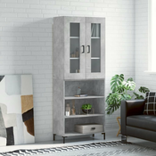 Greatstore Visoka komoda betonsko siva 69,5x34x180 cm inženirski les