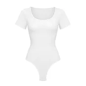 cfab Oblikovanje postave T-Shirt Bodysuit Sculpting Shapewear with String bela
