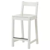NORDVIKEN Barska stolica s naslonom, visina radne ploce/bela, 62 cm