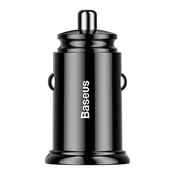 BASEUS PAMETNI AUTO PUNJAC BRZI 30W 2X USB QC 3.0 SCP AFC CRNI