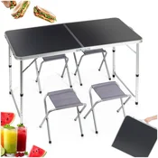 shumee Zložljiva kamping miza, raztegljiva vrtna miza + 4 stoli