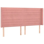 Vidaxl Vzglavje z ušesi roza 183x16x118/128 cm žamet