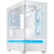 ASUS Prime AP202 ARGB TG mATX računalniško ohišje, kaljeno steklo, trije 120mm ARGB ventilatorji, belo - 90DC00P3-B19000