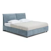 Modra oblazinjena zakonska postelja s prostorom za shranjevanje z letvenim dnom 160x200 cm Myra Pillow – Bonami Selection