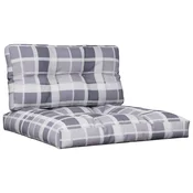 vidaXL vidaXL Blazine za palete 2 kosov sivo karo blago, (21414758)