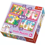 Trefl - Puzzle 4in1 Merry Llamas - 15 - 39 kosov