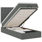 Vidaxl Otomanska postelja z vzmetnico & LEDs temno siva 90x200 cm