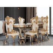 Casa Padrino luxury baroque dining room set cream/white/gold - 1 Baroque Dining Table & 6 Baroque Dining Chairs - Baroque dining room furniture - Baroque style furniture - Noble & Magnificent