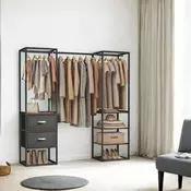 Songmics Oprta garderobna omara za oblačila 40x150x180 cm rjava
