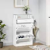Vidaxl vidaXL Omarica za čevlje visok sijaj bela 63x24x104 cm