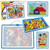 slomart LEAN TOYS Kreativni mozaik iz gumbov, uganka z gobicami, 300 el.