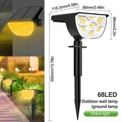 KJB Solarni vrtni reflektor, 68 LED, topla bela svetloba, 3 načini, IP65