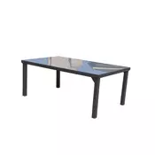 Dimenza DIMENZA vrtna jedilna miza VADUZ, aluminij, mlečno kaljeno steklo 180x105 cm