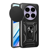 Oklepni ovitek MaX-Armor z obročem, kovinsko ploščico in zaščito zadnjih kamer za Xiaomi Note 14 Pro 5G/Poco X7 - army black