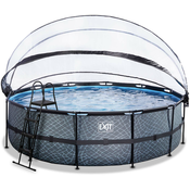 Bazén s krytom pieskovou filtráciou a tepelným cerpadlom Stone pool grey Exit Toys okrúhly kovová konštrukcia 488*122 cm šedý od 6 ET30671600